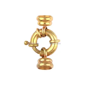 Factory price hypo allergenic 14k gold plated brass spring ring clasp for necklace with end caps for bracelet