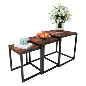 Multifunctional Stackable Coffee <b>Table</b> Metal Frame Tabletop Small <b>Table</b> Three Nesting Sets <b>Space</b> <b>Saving</b> <b>Table</b> - Product Image 1