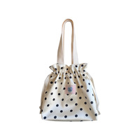 Sac à déjeuner minimaliste japonais à pois avec cordon de serrage, sac fourre-tout portable en satin pour bento, personnalisable pour filles, faible MOQ, direct usine