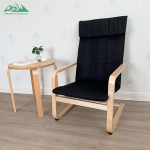 Wayon Modern Wooden Living Room <strong>Chair</strong> with Soft Blue Upholstery and Ergonomic High Backrest for Home Decor - Product Image 1