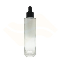 Flacon compte-gouttes en verre cylindrique transparent avec bouchon pipette en caoutchouc noir pour emballage cosmétique – 40ml, 50ml, 60ml, 80ml, 100ml, 120ml