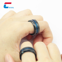 Bague de paiement sans contact en acier tungstène et céramique, double puce NFC RFID, mini-étiquette, 13,56 MHz, étanche, lecture 1-10 cm, contrôle d'accès