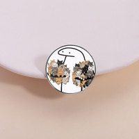 Vente en gros usine, en stock : Pin's de revers en émail souple, broche ronde motif chat mignon, pour la décoration de vêtements et de sacs à dos