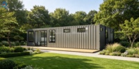 Villa préfabriquée personnalisable en conteneur, 3 chambres, 2 salles de bain, entièrement meublée avec terrasse, maison modulaire