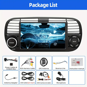 Autoradio Android da 7 Pollici per <span class=keywords><strong>Fiat</strong></span> 500 2007-2015 | Lettore Multimediale con Navigazione GPS e Touch Screen - Product Image 3
