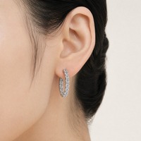 Orecchini a Cerchio di Lusso in Argento Sterling S925 con Moissanite da 2,6 Carati