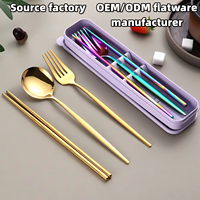 Ensemble de couverts Shouyuan OEM/ODM créatif en acier inoxydable portugais plaqué or, moderne, écologique, résistant à la rouille et compatible lave-vaisselle