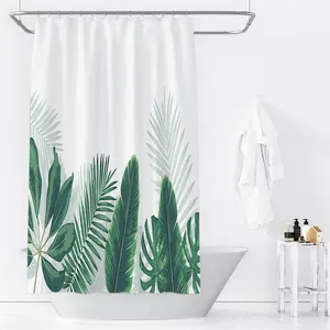 New Design Shower Curtain Custom Printing Plant Bathroom Shower Curtain