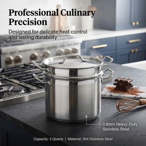 Cuiseur vapeur avec couvercle, insert en acier inoxydable de 0,8 mm pour pâtes, poignées rivetées, ustensile de cuisine professionnel pour restaurant - Product Image 2