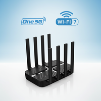 Router 5G LTE Tri-Band WiFi 7 Dua Slot Kartu SIM Satu Slot M.2 10G Fiber SFP+ 1GB DDR4 128MB Flash OpenWRT untuk Bisnis