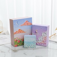 Kotak Hadiah Persegi Panjang Berukir Lukisan Minyak Kreatif, Momen Berlalu Cepat, Tas Kosong Cina yang Indah, Perhiasan Ulang Tahun yang Dapat Disesuaikan