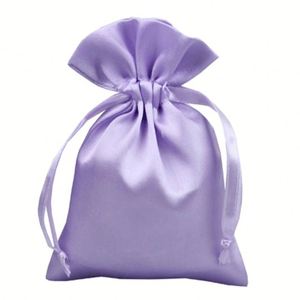 Pochette en satin personnalisée de haute qualité 20*30cm avec cordon de serrage pour emballage de perruques, petit sac anti-poussière, bijoux, cadeaux, recyclable, imprimé à l'écran - Product Image 4