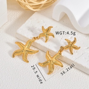 Pendientes de Acero Inoxidable con Diseños de Estrellas de Mar, Sirenas, Pulpos y Medusas para Mujer, Joyería de Moda Impermeable - Product Image 3