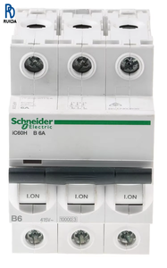 Interruptor Automático en Miniatura Acti9 Tipo B A9f53306, 3 Polos, Capacidad de Ruptura de 10 kA, a 6 A, para 12 V, 133, 220, 240, 380, 415 y 440 V - Product Image 1