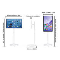 Téléviseur intelligent portable de 32 pouces, Android 13, écran tactile numérique mobile, écran rotatif, support publicitaire sur roulettes
