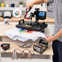 Machine d'impression de t-shirts 8 en 1, presse à chaud combinée, transferts thermiques, machine de sublimation pour t-shirts, casquettes, mugs, coques de téléphone, sacs de courses
