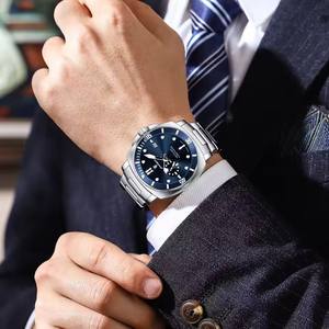 Orologio da uomo POEDAGAR di alta moda, impermeabile, luminoso, con <span class=keywords><strong>calendario</strong></span>, in acciaio inossidabile, al quarzo, da polso, per affari. - Product Image 4