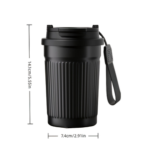 Tasse à café isotherme en acier inoxydable de 400 ml avec cordon, design simple et droit, pour voiture, extérieur, bureau, boissons chaudes et froides - Product Image 4