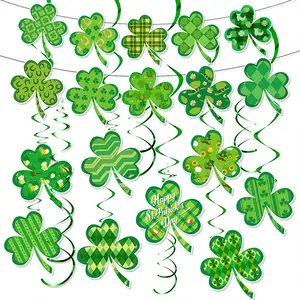 Feliz día de San Patricio trébol guirnalda para Saint Party Banner colgante trébol irlandés decoraciones colgantes