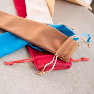 Guansen Grand sac de protection en velours pour éventail à cordon, 14.57X2.76 pouces, Housse en tissu noir pliable, Écologique, Motif écossais - Product Image 5