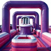Parcours d'obstacles gonflable commercial en PVC écologique pour adultes : jeu de défi et aire de jeux personnalisable en couleurs