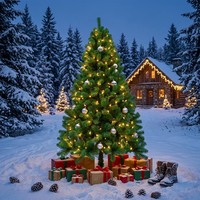 Sapin de Noël Artificiel en PVC, Aiguilles de Pin Denses, Vert, sur Pied, Personnalisable, Plusieurs Tailles, Décoration de Fêtes pour la Maison