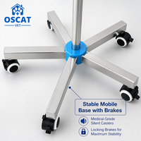Chariot à plateaux médical OSCAT en acier inoxydable, plateau épaissi, poli miroir, rotatif, hauteur réglable, pour hôpital, dentisterie, vétérinaire