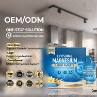 Sachets de magnésium liposomal liquide à étiquette personnalisée pour le soutien énergétique musculaire, absorption élevée, magnésium naturel, emballage individuel
