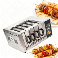 Machine à Brochettes Automatique et Rotative sans Fumée, Gril BBQ Domestique pour Poissons et Viandes
