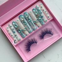 Set de Belleza 2 en 1 de Marca Privada, Combo de Uñas Postizas y Pestañas Personalizadas, Kit de Uñas y Pestañas Hechas a Mano con Calidad de Salón
