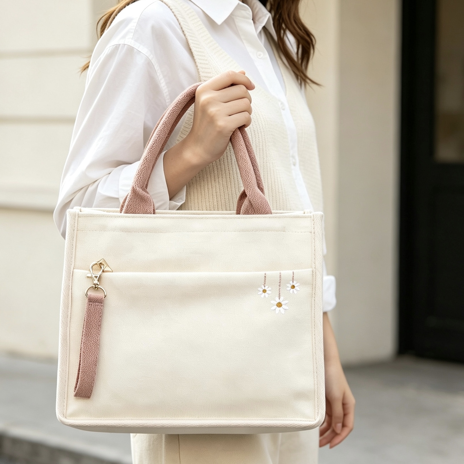 Women Pretty Arts Water Resistant Embroidered Canvas Tote