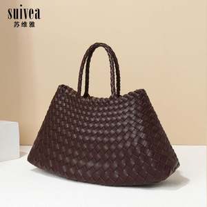 Nouveau panier de nourriture français sac tissé à la main Art rétro et sac à main polyvalent de haute qualité en cuir souple léger sac de luxe pour femmes - Product Image 2