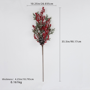 Decoración Navideña Natural y Artificial: Ramas <span class=keywords><strong>de</strong></span> Pino con Bayas Rojas y Nieve Artificial para Árboles <span class=keywords><strong>de</strong></span> Navidad, Proveedor y Fabricante - Product Image 2