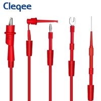 Cleqee P1068 Kit de câbles de test universels BNC vers fiche banane 2 mm pour oscilloscope avec crochets de test, pinces crocodiles et sondes de test à fiche plate