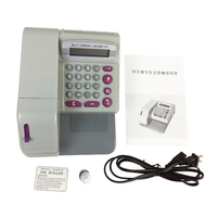 Imprimante de chèques avec 16 devises, codes de symboles : CAD/CFA/CA/CHF/CTS/CHA/USD/EUR/INR/LBP/QAR
