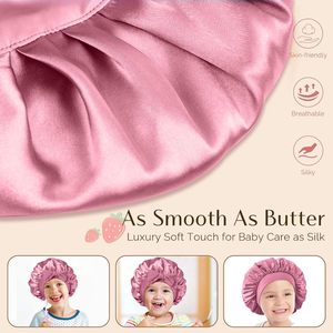 Bonnet en Soie Satinée Personnalisé avec Logo pour Bébé, Bonnets de Nuit Ajustables pour Enfants, Cheveux Bouclés, Filles, Garçons, Nourrissons, Soin Capillaire Polyvalent - Product Image 4