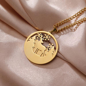 Myshape Collier de Noël pour femmes Flocon de neige Renne Animal <span class=keywords><strong>Loup</strong></span> Ours Charm Bijoux en acier inoxydable - Product Image 2