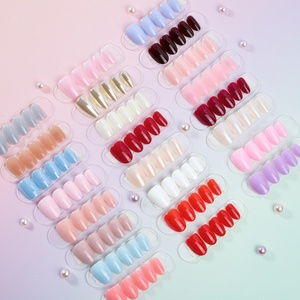 Uñas Postizas Cuadradas de Almendra con Diseño Francés 3D, Hechas a Mano, de Gel Suave, Personalizadas para San Valentín, Uñas Artificiales Adhesivas - Product Image 1