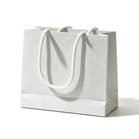 Sac en papier gaufré grain litchi de qualité supérieure, personnalisé avec logo imprimé, sac cadeau blanc avec poignée en cordon renforcé pour la vente en gros