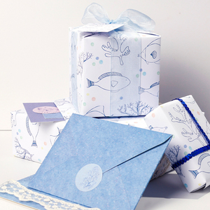 Wholesale 80g Birthday Ocean Art <b>Paper</b> <b>Tissue</b> 43*300cm Gift Luxury Custom Packaging <b>Wrapping</b> <b>Paper</b> Roll - Product Image 3