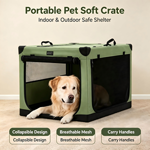 Jaula de Viaje Plegable para Mascotas, Transportín Portátil para Perros y Gatos, para Viajes en Auto y Actividades al Aire Libre - Product Image 1