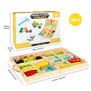 Établi et kit d'outils en bois éducatifs pour enfants jouets de Construction de jeu de simulation en gros - Product Image 6