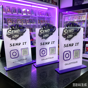 Letrero de Acrílico Personalizado con Soporte en Forma de L, Exhibidor de Tarjetas con Código QR para Tiendas de Artículos Deportivos y Coleccionables - Product Image 5
