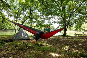Sedia Amaca da Campeggio in Nylon e Acciaio, Robusta, Singola o Doppia, Capacità 400 libbre, con Cinghie per Alberi e Borsa da Trasporto, per Viaggi e Escursioni - Product Image 6