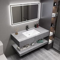 Nouveau placard commode miroir flottant Led armoire murale ensemble marbre salle de bain vanités avec évier et miroirs pour hôtel salle de bain