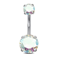 Bijoux de corps en titane ASTM F136, anneau de nombril à filetage interne avec sertissage en griffe CZ, bijoux de piercing pour le nombril