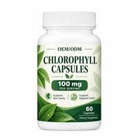 Capsules de chlorophylle OEM ODM 100 mg, 60 unités, complément alimentaire à base de plantes, formule personnalisée, fabricant de marque privée