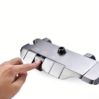Ensemble de douche gris anthracite avec fonction piano, en aluminium, 4 fonctions, mitigeur monocommande, jet pluie et jet doux, pour usage hôtelier, finition polie