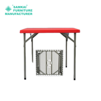 Table pliante en plastique HDPE blanc robuste SK-ZDZ-D002, 86 cm carré, portable, utilitaire, pour l'extérieur et l'intérieur, meubles de salle à manger