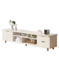 Meuble TV et Table Basse Modernes Simples de Style Nordique en Bois pour Petit Appartement, Combinaison avec Fonction Télescopique